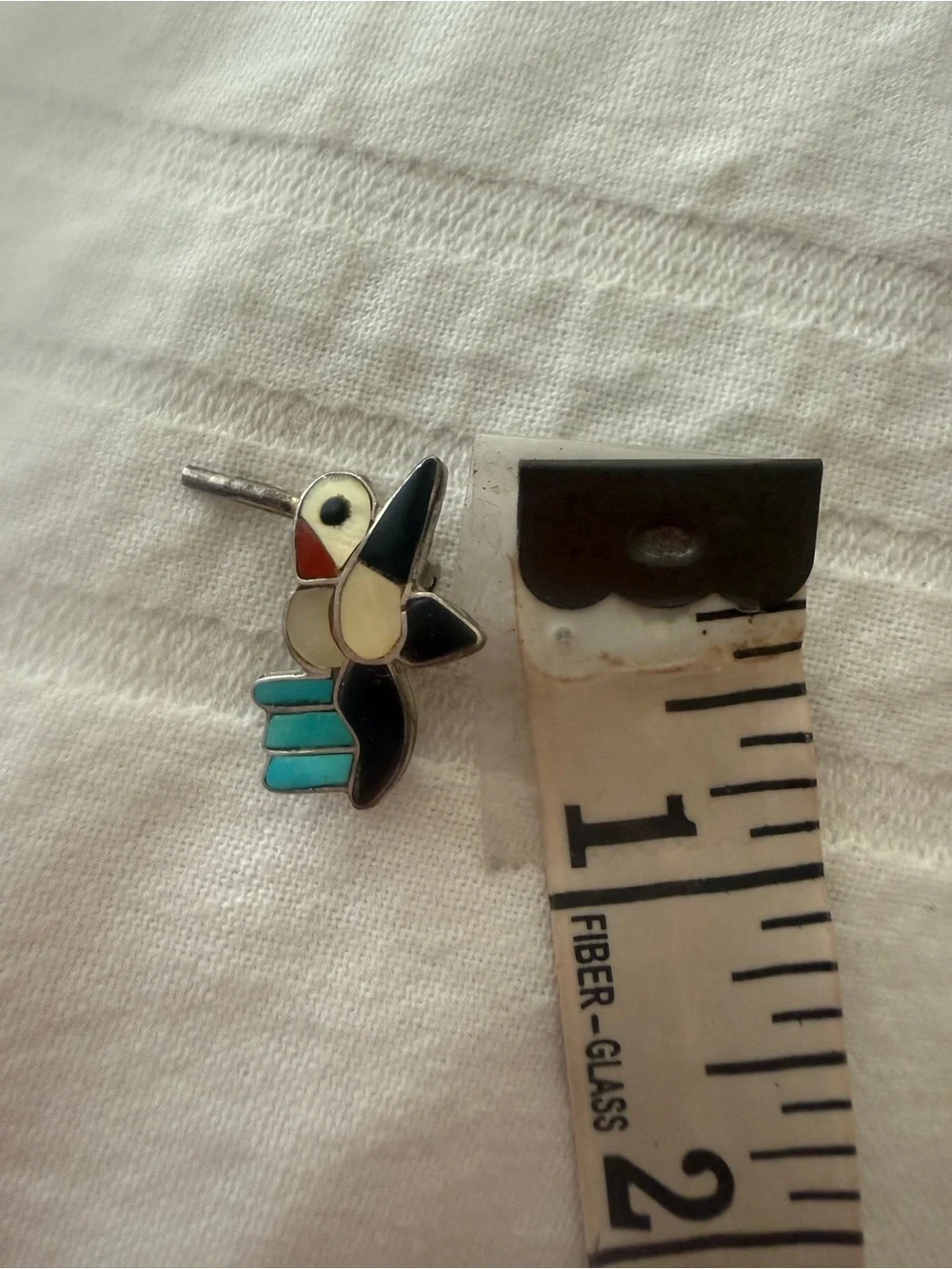 Vintage Sterling Silver Zuni Pin Inlay Brooch Pendant Hummingbird